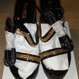 Mata Shoes Platform Wrap Black High Heels - Size 9 W